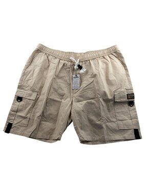 VtuAOL Mens Cargo Shorts Beige Cotton Elastic NWT Fits 42-44 Waist 7.5" Inseam